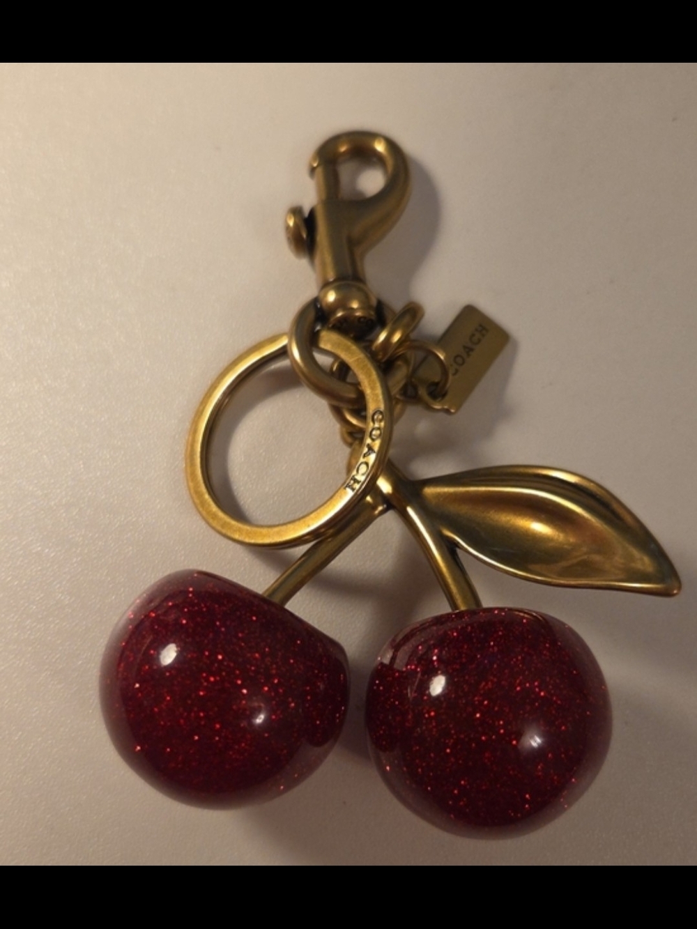 Coach Sparkling Cherry Keychain - Red Glitter - Picture 2 of 5